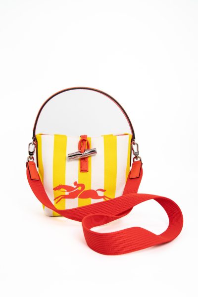 Longchamp "Essential Toile" Handtasche in Weiß und Gelb