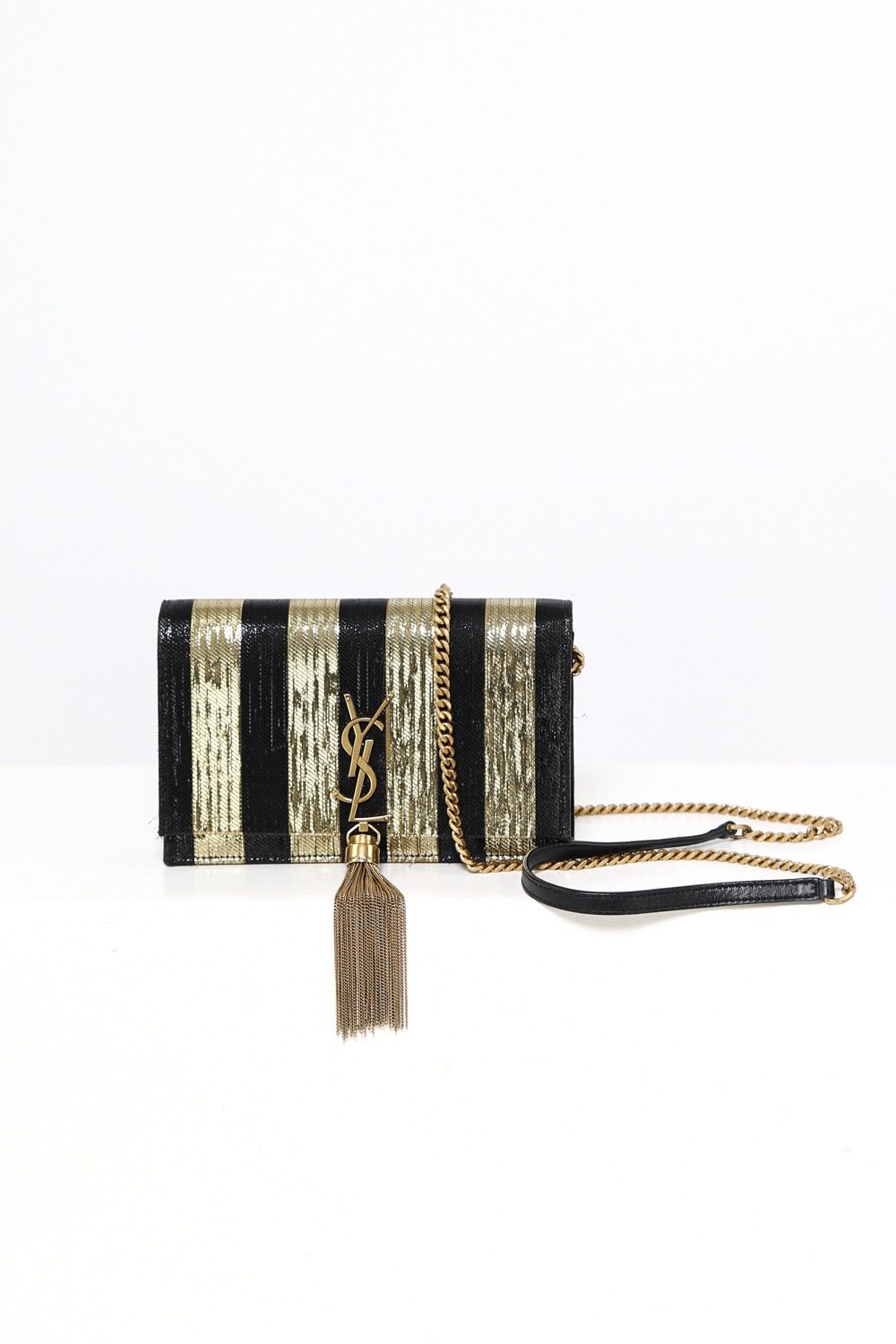 Thumbnail of http://Saint%20Laurent%20Pompom%20Kate%20in%20Schwarz-Gold