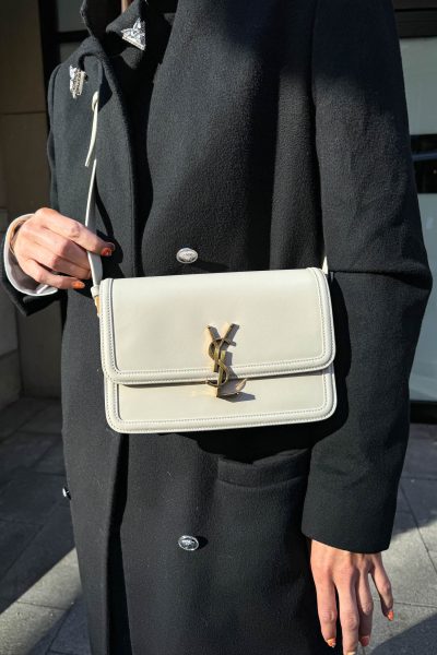 Saint Laurent "Solferino Medium Satchel" Tasche in Beige