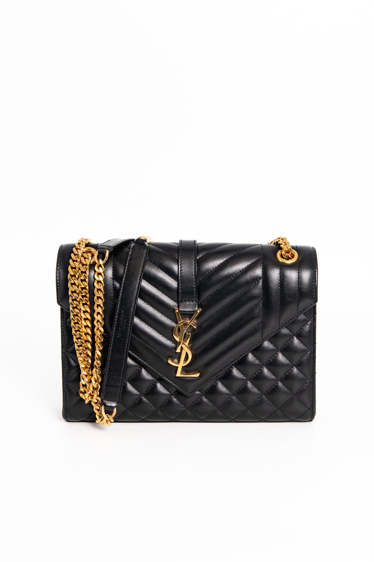 Saint Laurent mittelgroße "Envelope" Tasche in Schwarz