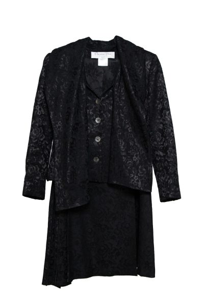 Christian Dior Vintage Kostüm aus Jaquardgewebe in Schwarz