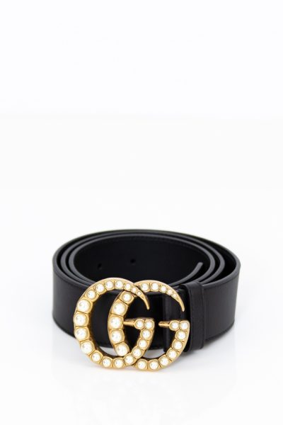 Gucci Gürtel in Gold-Schwarz mit Perlen