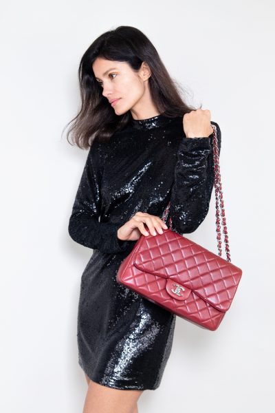 Chanel klassische "Flap Bag" in Dunkelrot