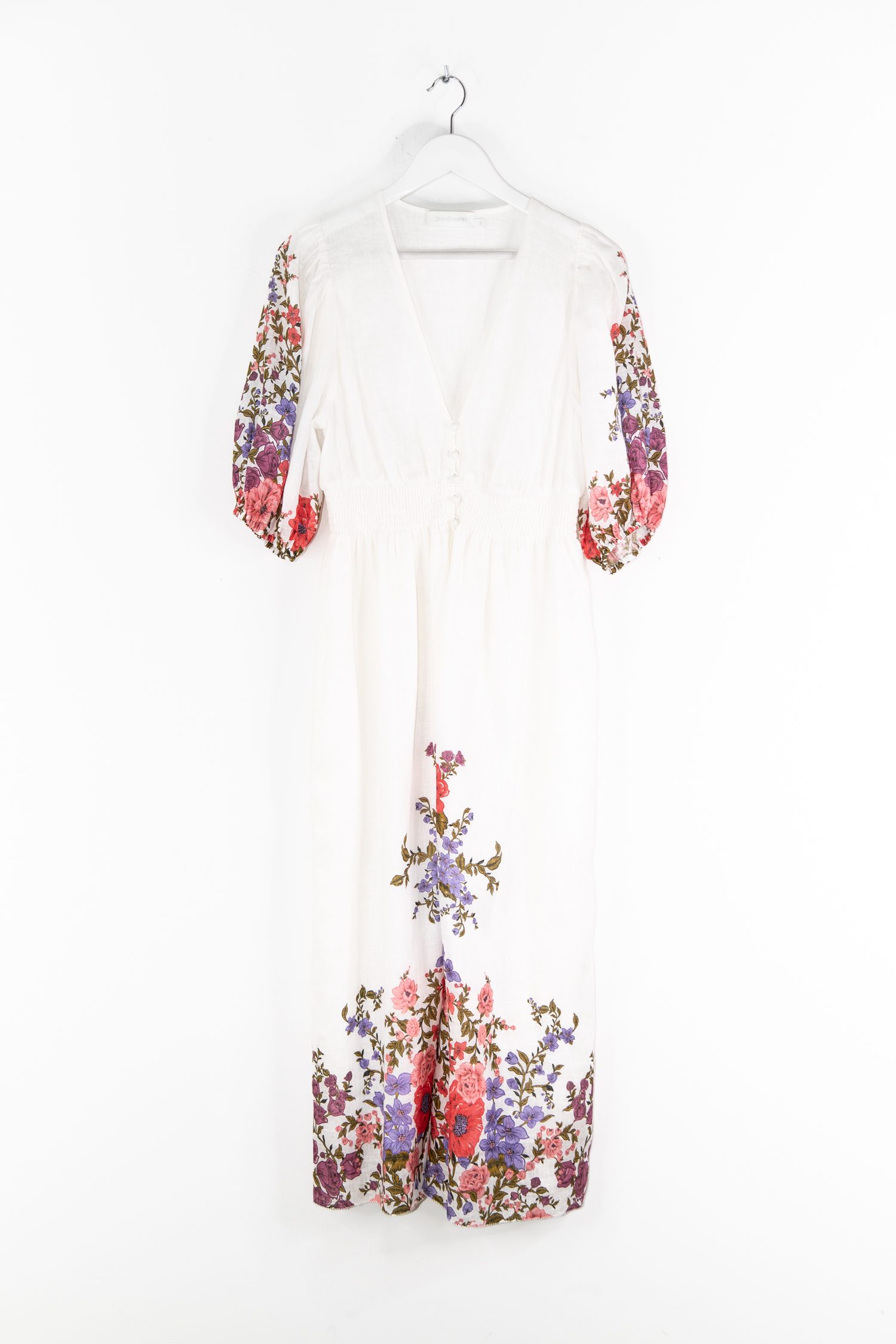 Zimmermann "Poppy" Midikleid in Weiß und Bunt