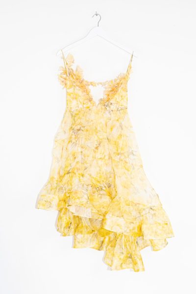 Zimmermann asymetrisches Kleid in Gelb, Pastellgelb und Khaki