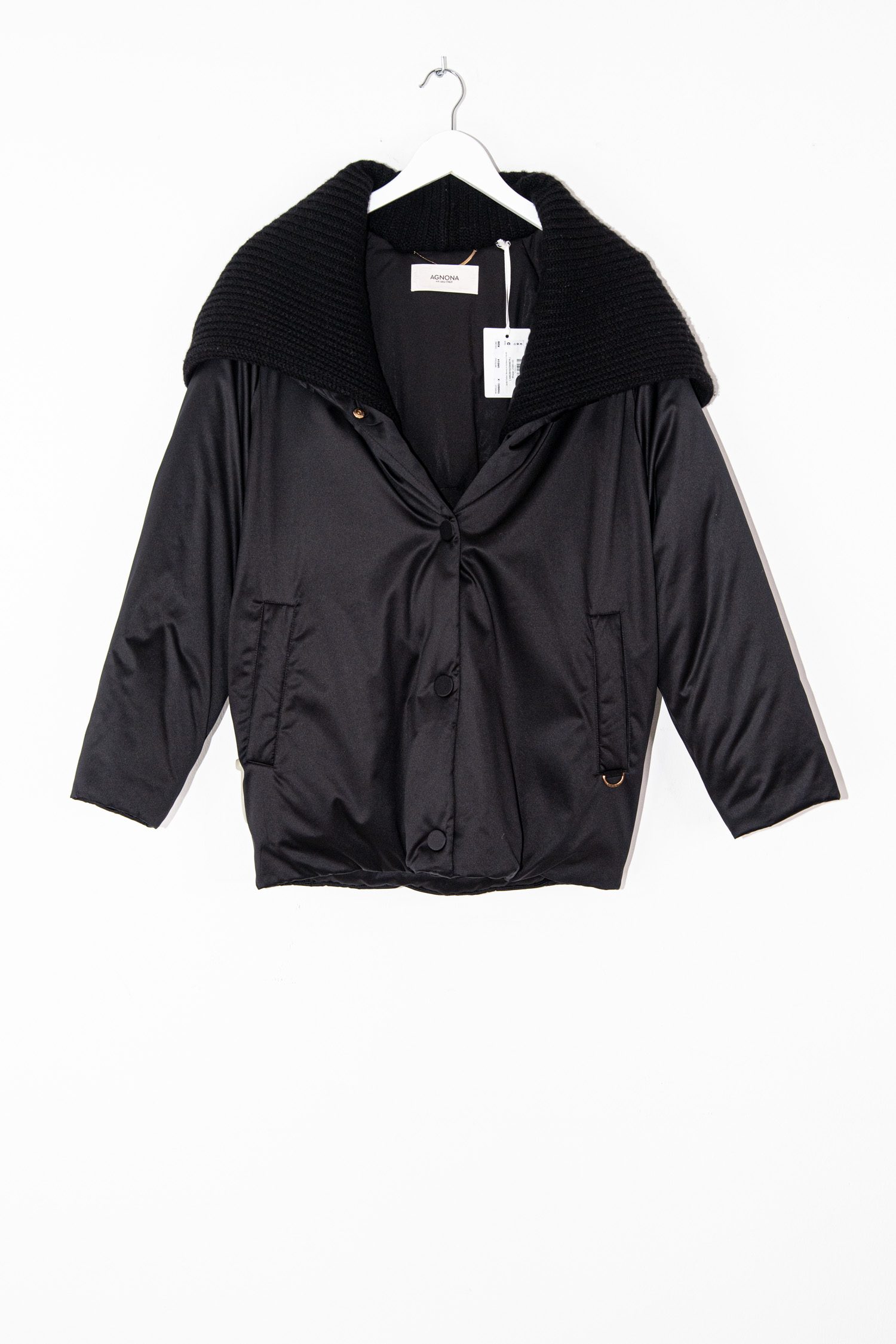 Agnona Jacke mit Strickkapuze in Schwarz