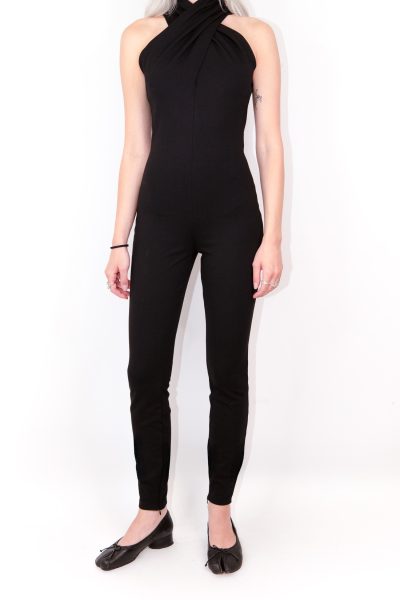 Alaïa Jumpsuit mit überkreuztem Neckholder in Schwarz