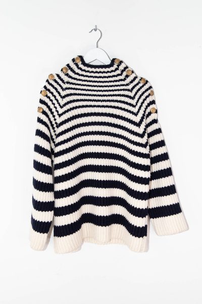 Alberta Ferretti gestreifter Strickpullover mit Knöpfen