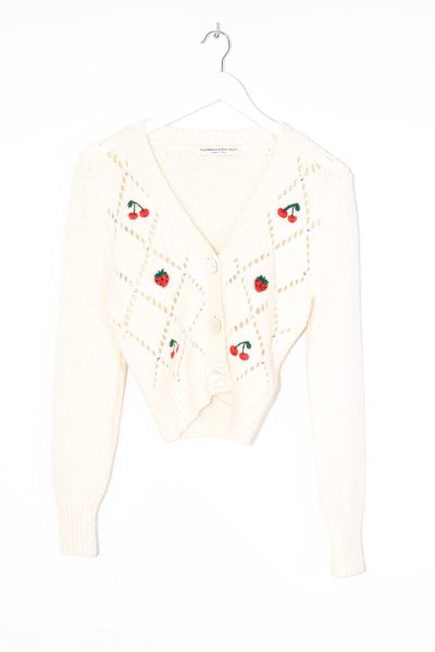 Alessandra "Rich Fruit" Cardigan mit Früchten in Cremeweiß