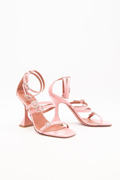 Amina Muaddi "Robyn" Sandaletten aus Lackleder in Rosa