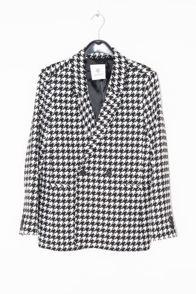 Anine Bing Blazer mit Hahnentrittmuster in Schwarz und Weiß