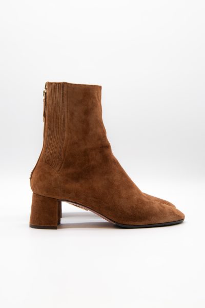 Aquazzura "Honoré 50" Ankle Boots in Cognacbraun