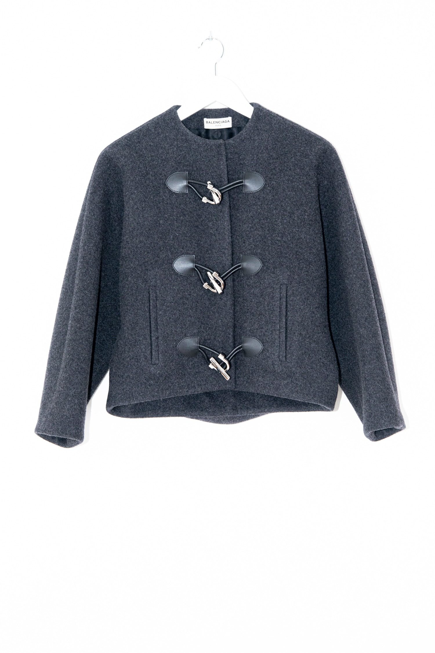 Thumbnail of http://Balenciaga%20Dufflecoat%20Jacke%20in%20Dunkelgrau