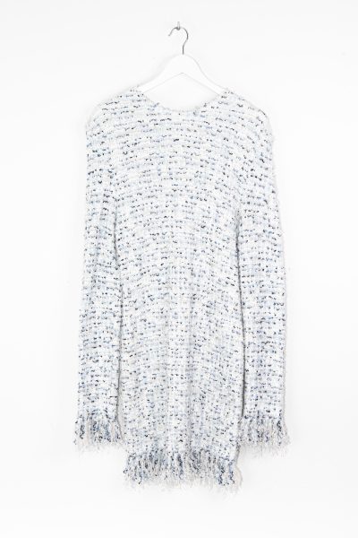 Balmain "Fringe Tweed" Minikleid in Blau und Weiß