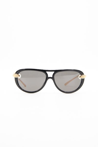 Bottega Veneta "Knot Aviator" Sonnenbrille in Schwarz und Gold
