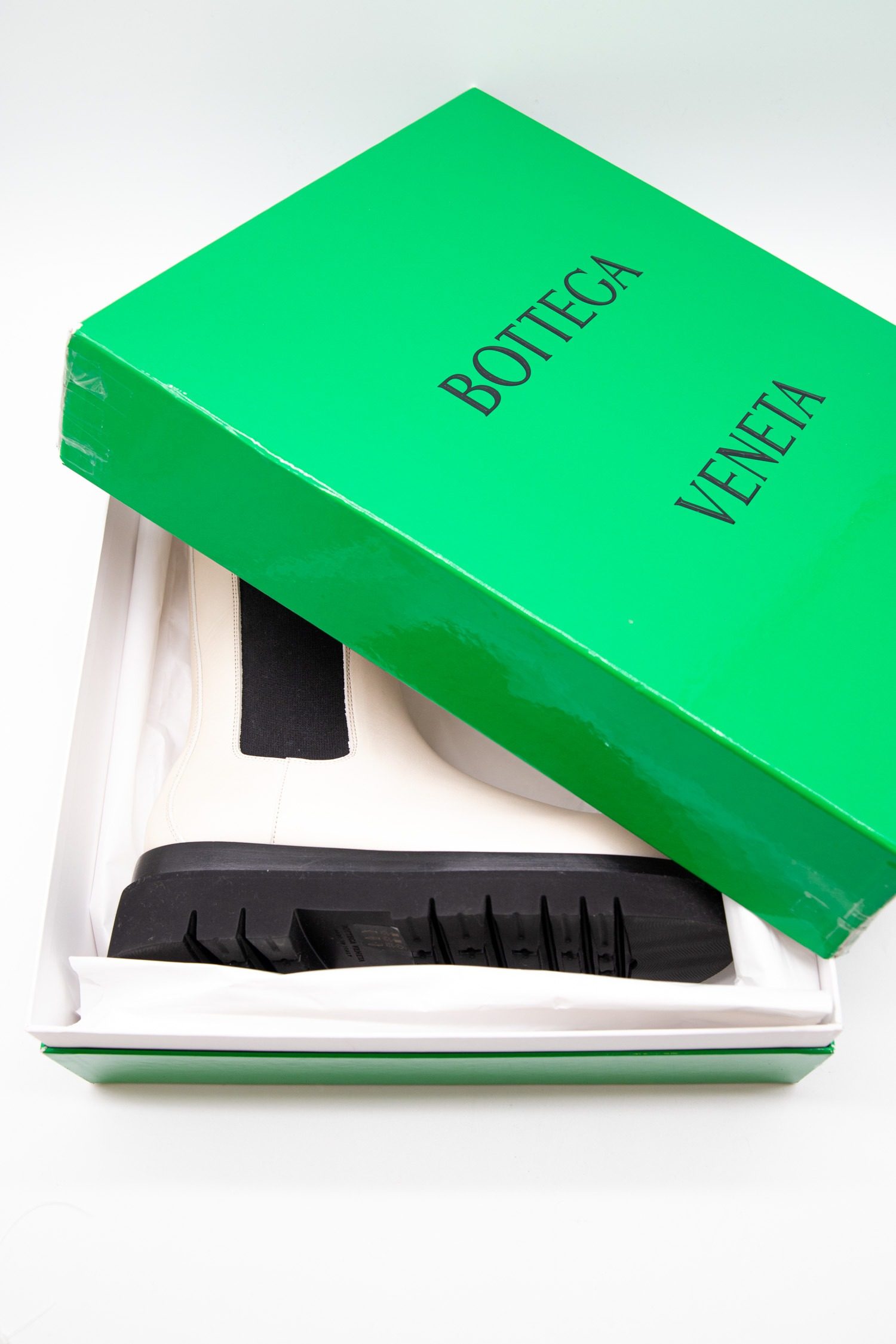 Thumbnail of http://Bottega%20Veneta%20Tire%20Chelsea%20Boots%20in%20Ecru