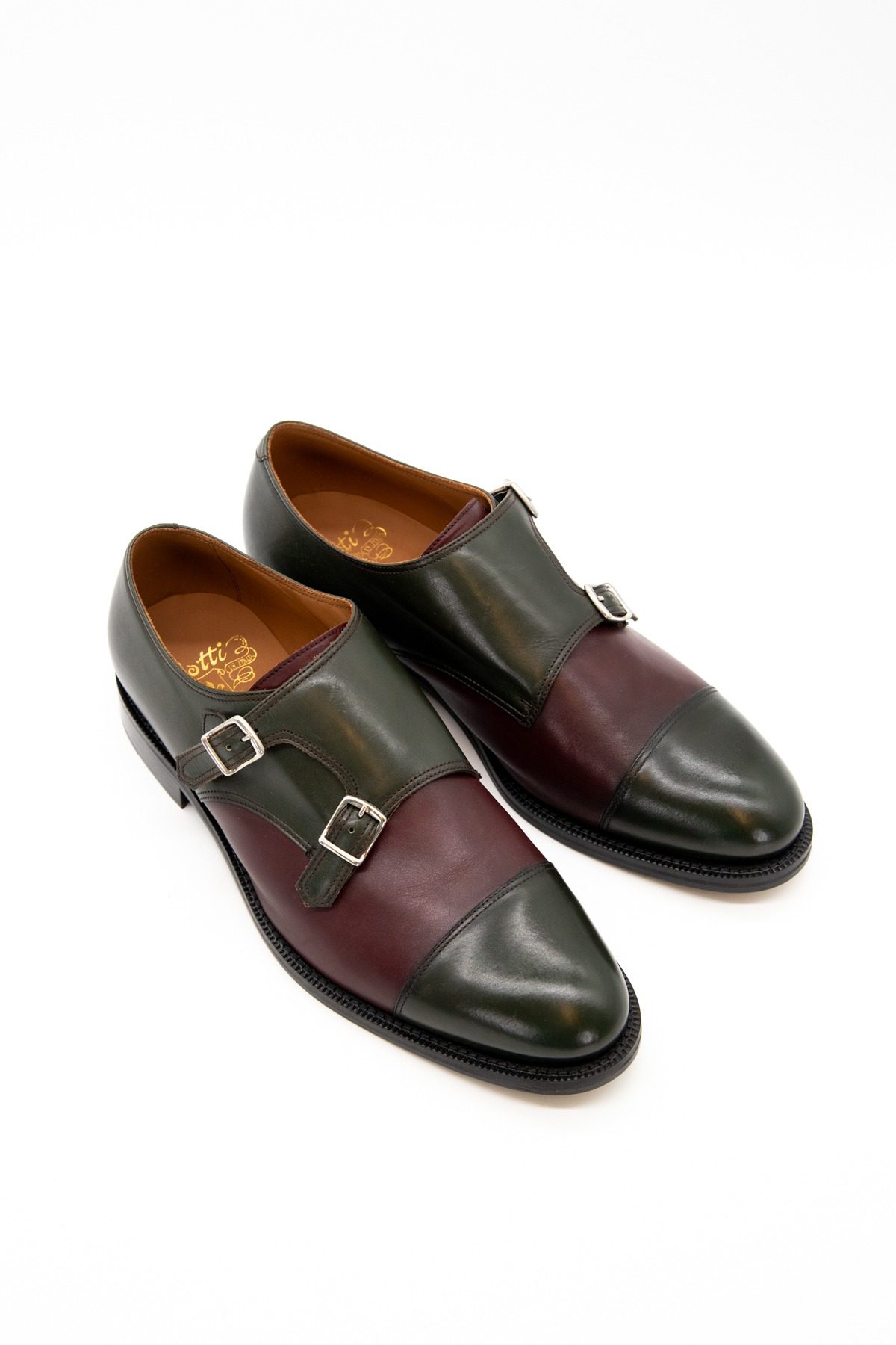 Thumbnail of http://Botti%20Slipper%20aus%20Leder%20in%20Bordeaux%20und%20Dunkelgrün