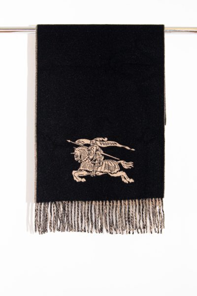 Burberry Schal mit Prorsum-Ritter und Fransen in Braun und Schwarz
