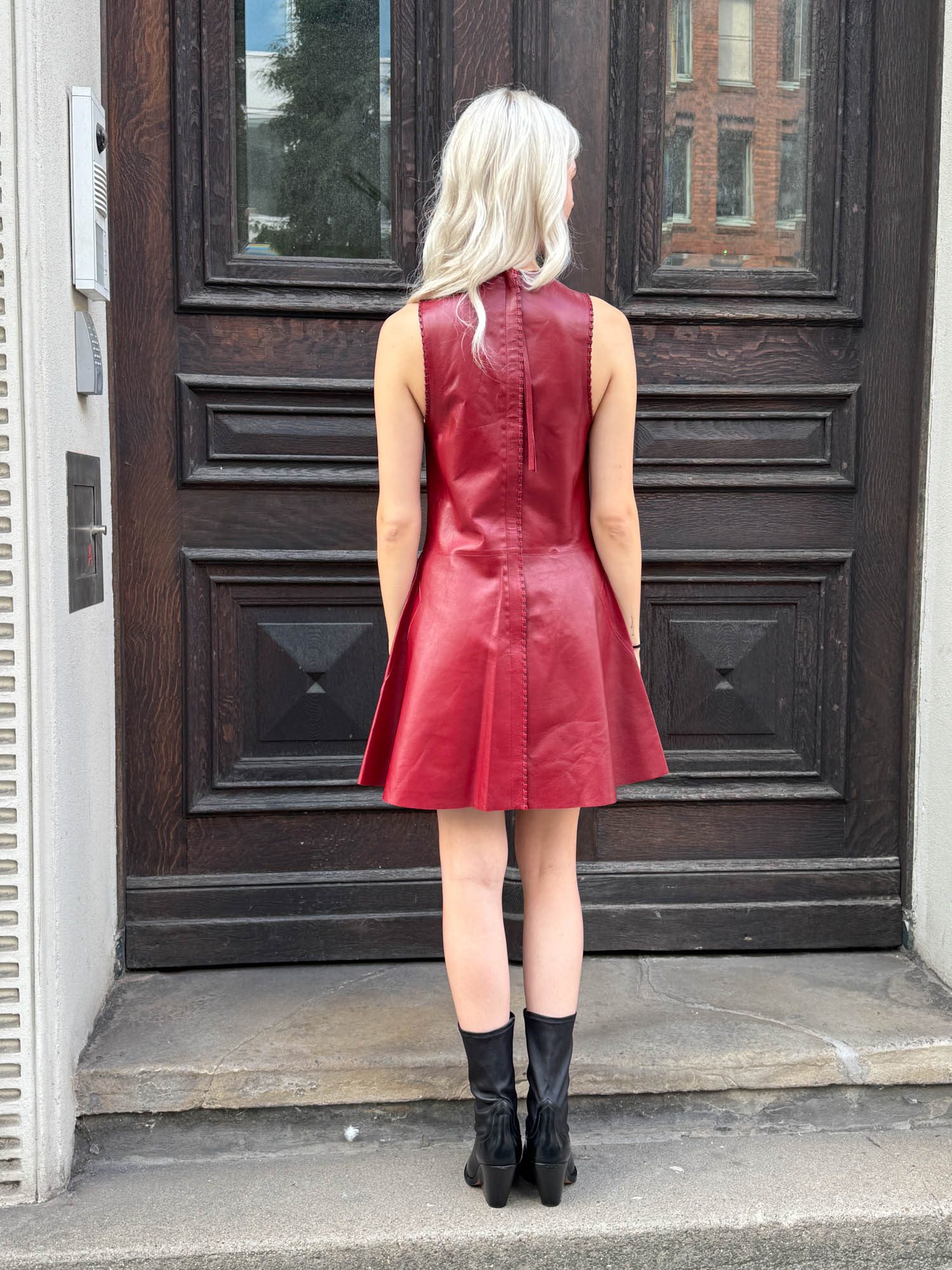 Thumbnail of http://Calvin%20Klein%20Lederkleid%20in%20Bordeauxrot