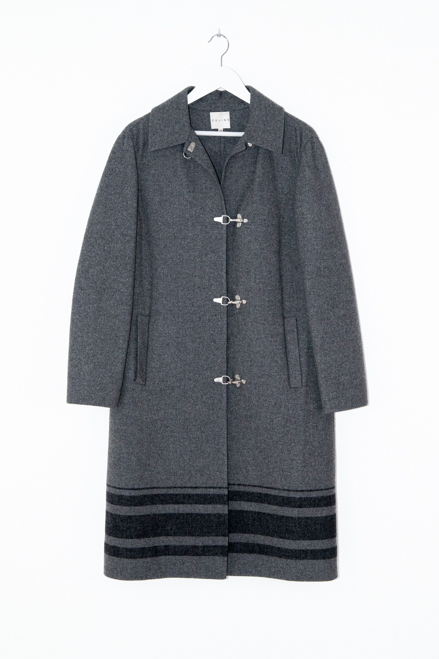 Thumbnail of http://CELINE%20langer%20Mantel%20mit%20Streifen%20in%20Grau