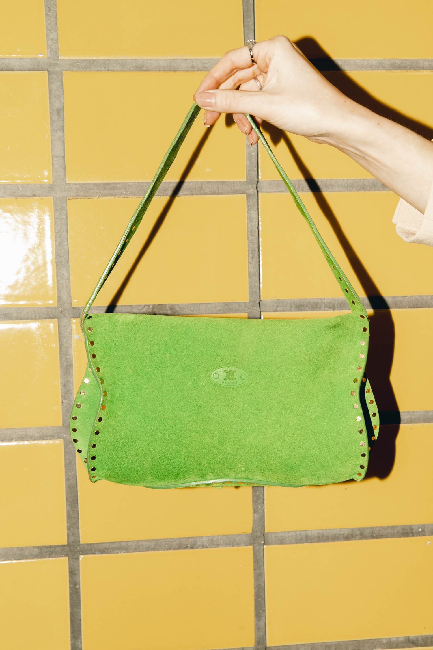 Thumbnail of http://Celine%20Vintage%20Poulbot%20Schultertasche%20in%20Grün