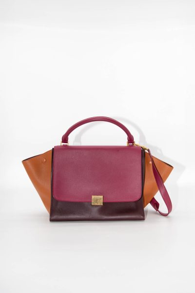 Céline "Trapeze Medium" Handtasche in Aubergine und Braun