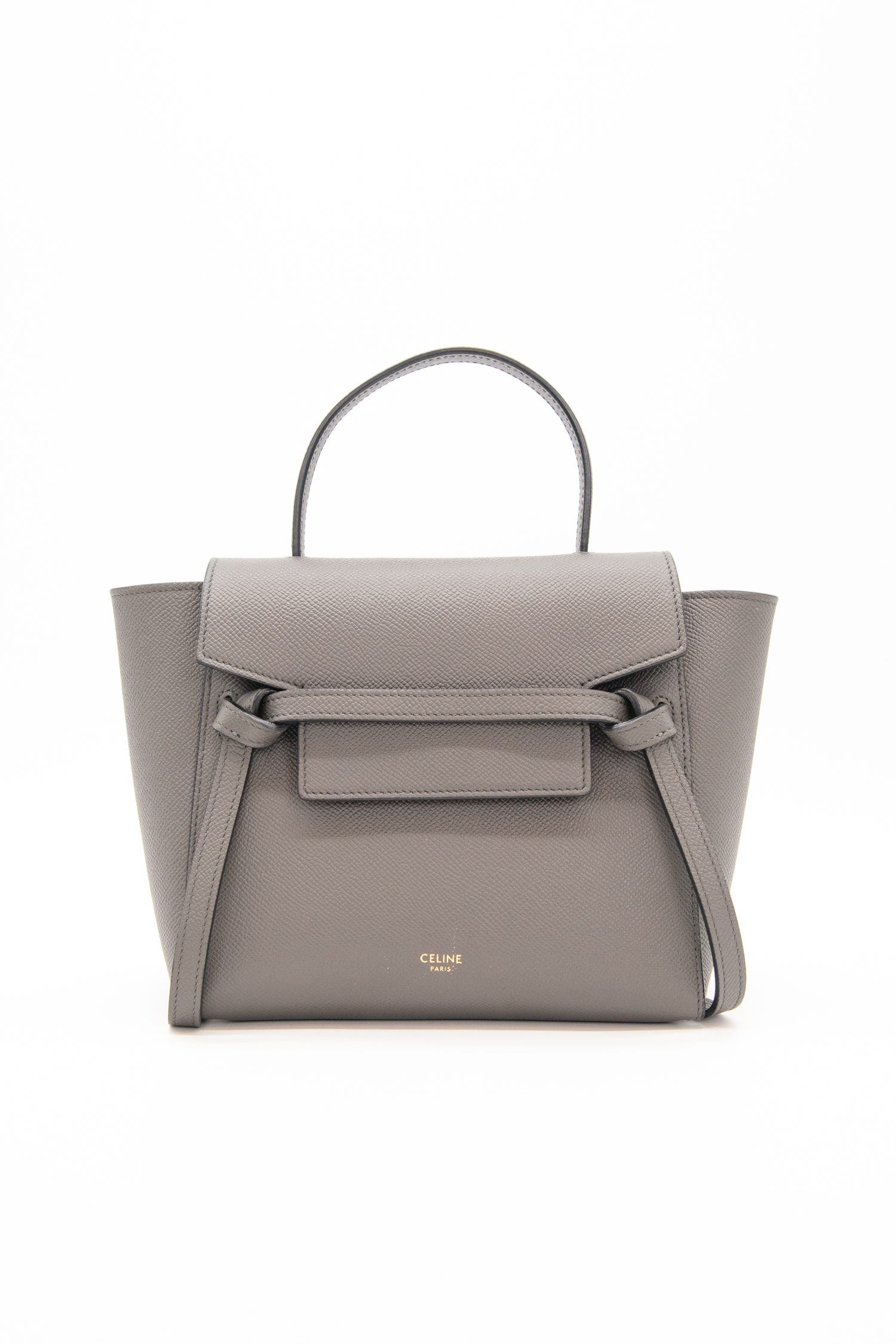 Celine "Nano Belt Bag" in Dunkelgrau und Gold