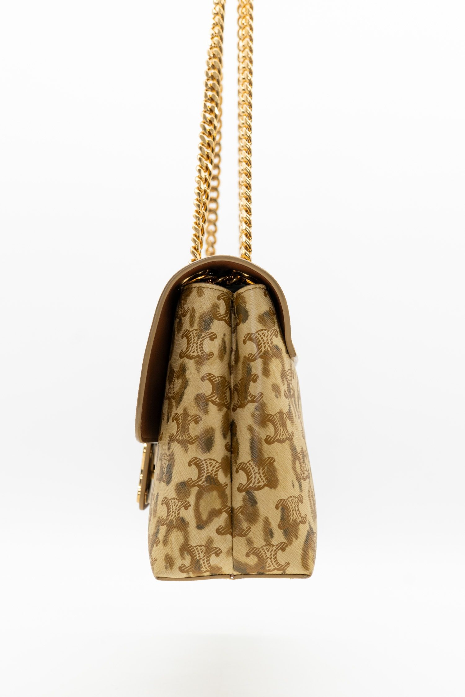 Thumbnail of http://Celine%20Victoire%20Schultertasche%20mit%20Leoprint%20in%20Beige%20und%20Gold