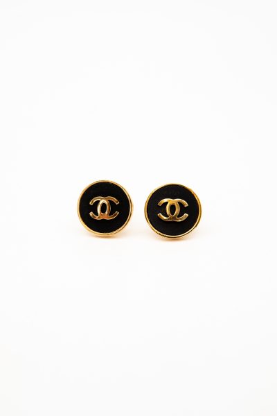 Chanel CC-Logo Ohrclips in Schwarz und Gold
