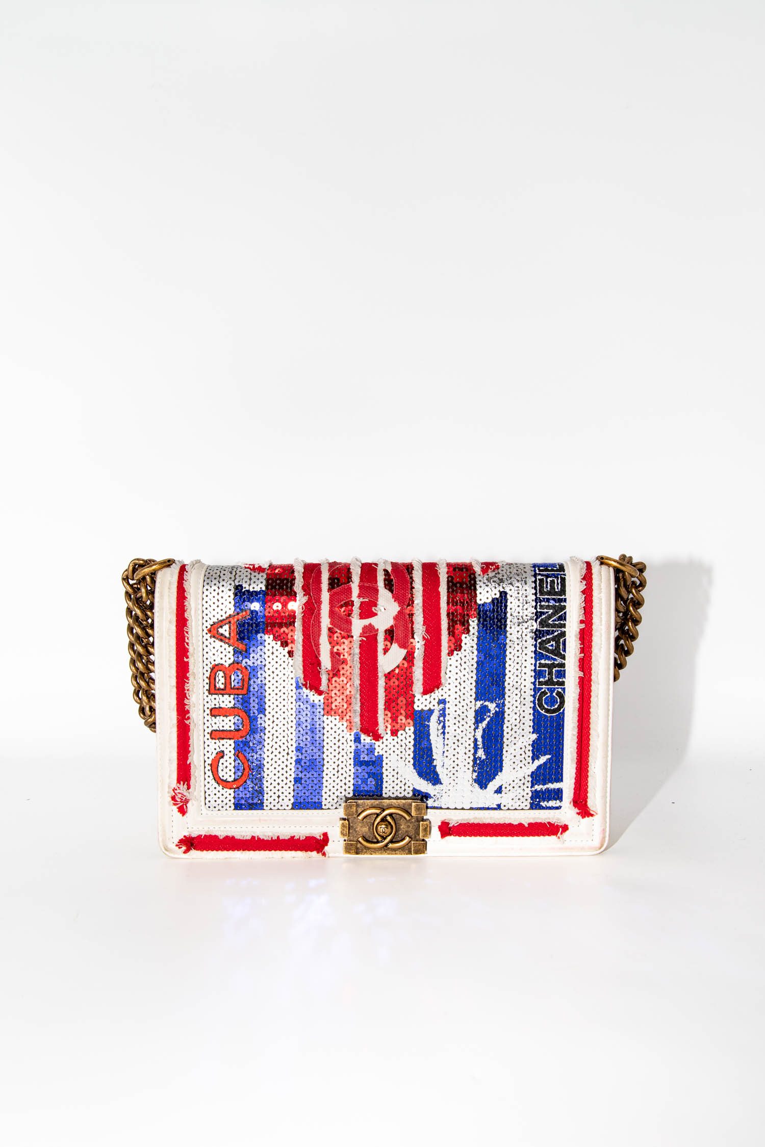 Chanel "Boy" Umhängetasche mit Kuba - Motiv