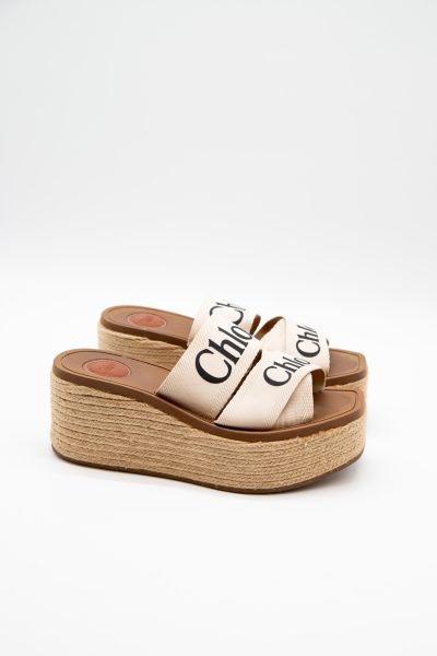 Chloé "Woody" Espandrille mit Keilabsatz in Beige