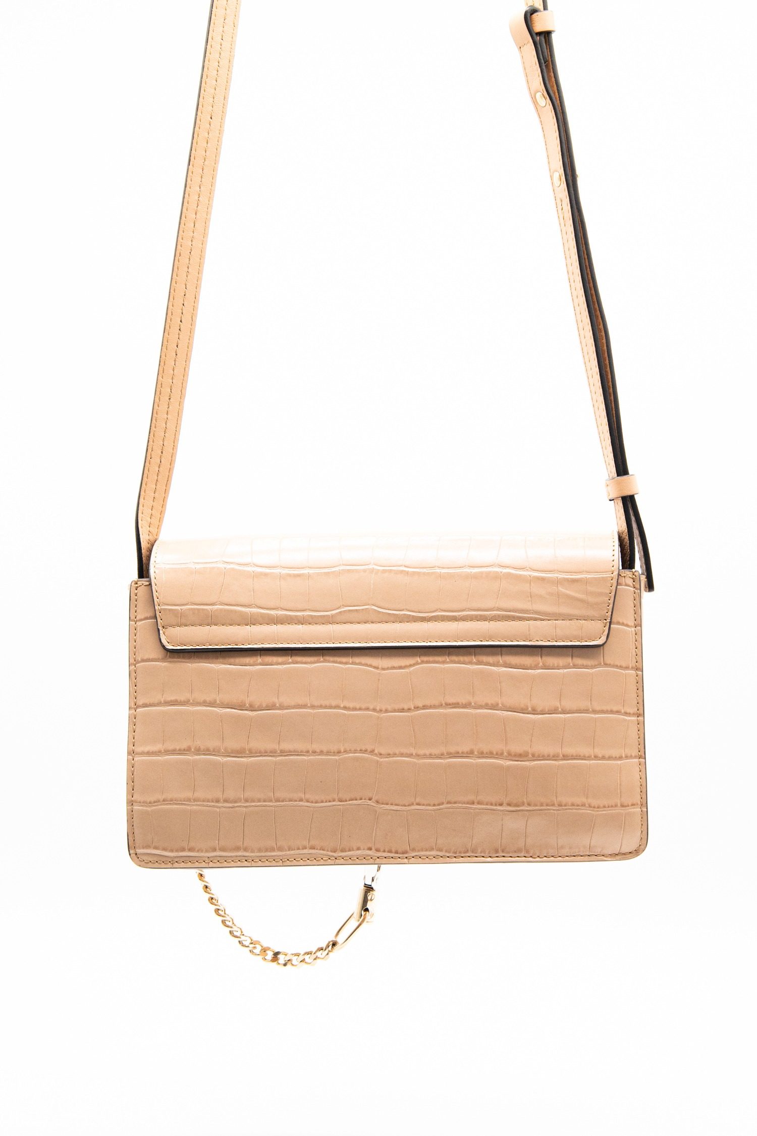 Thumbnail of http://Chloé%20Faye%20Umhängetasche%20mit%20Krokoprägung%20in%20Beige%20und%20Gold