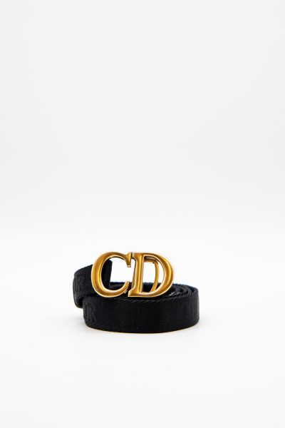 Dior Stoffgürtel mit Logoschnalle in Schwarz