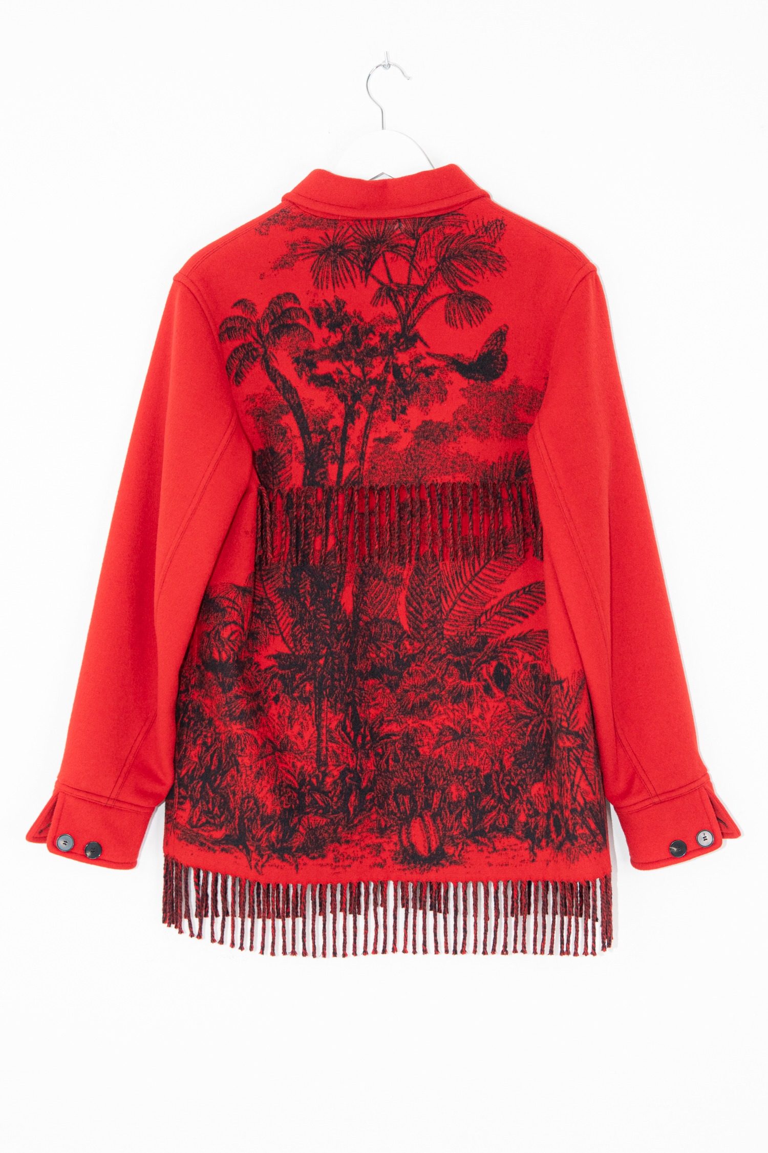 Thumbnail of http://Dior%20Wolljacke%20mit%20Palmenmuster%20und%20Fransen%20in%20Rot