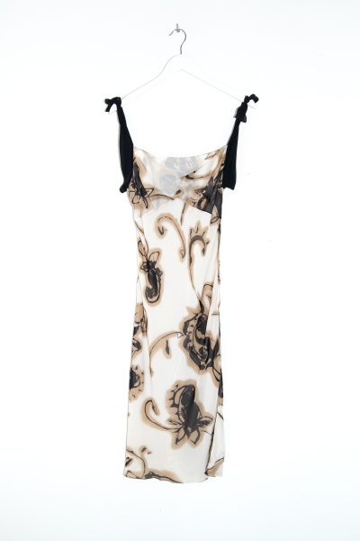Christian Dior Midikleid in Ecru, Beige und Schwarz