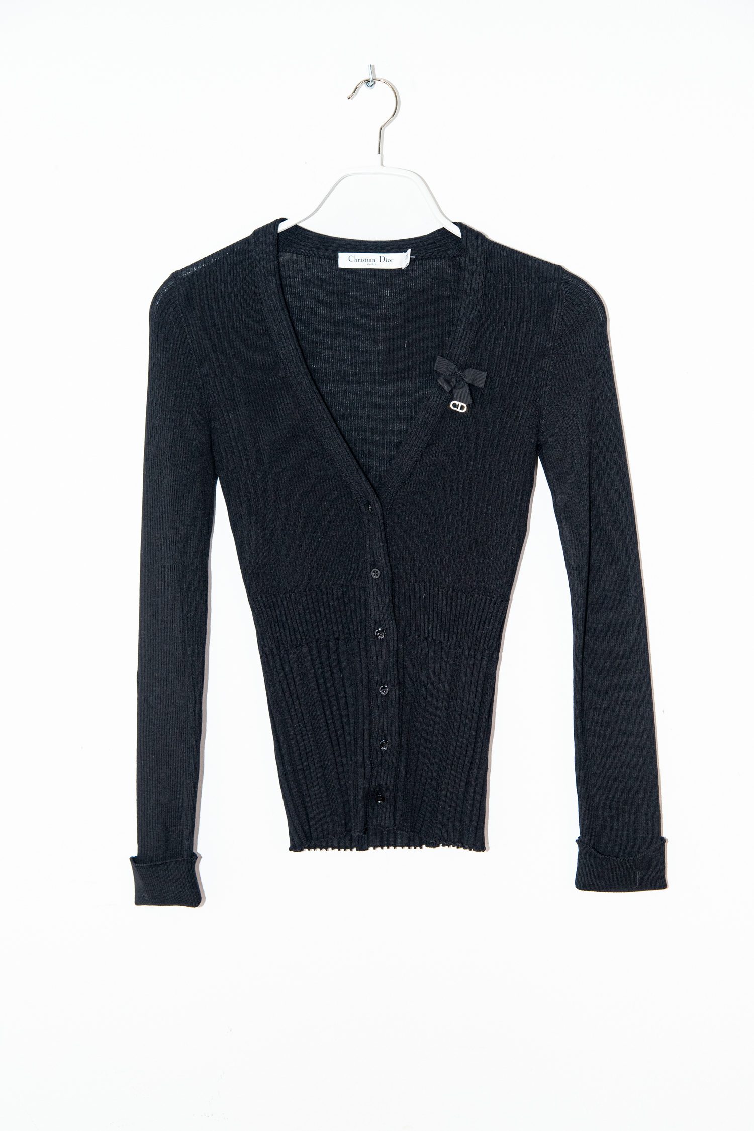 Christian Dior Strickjacke mit Schleife und Strass in Schwarz