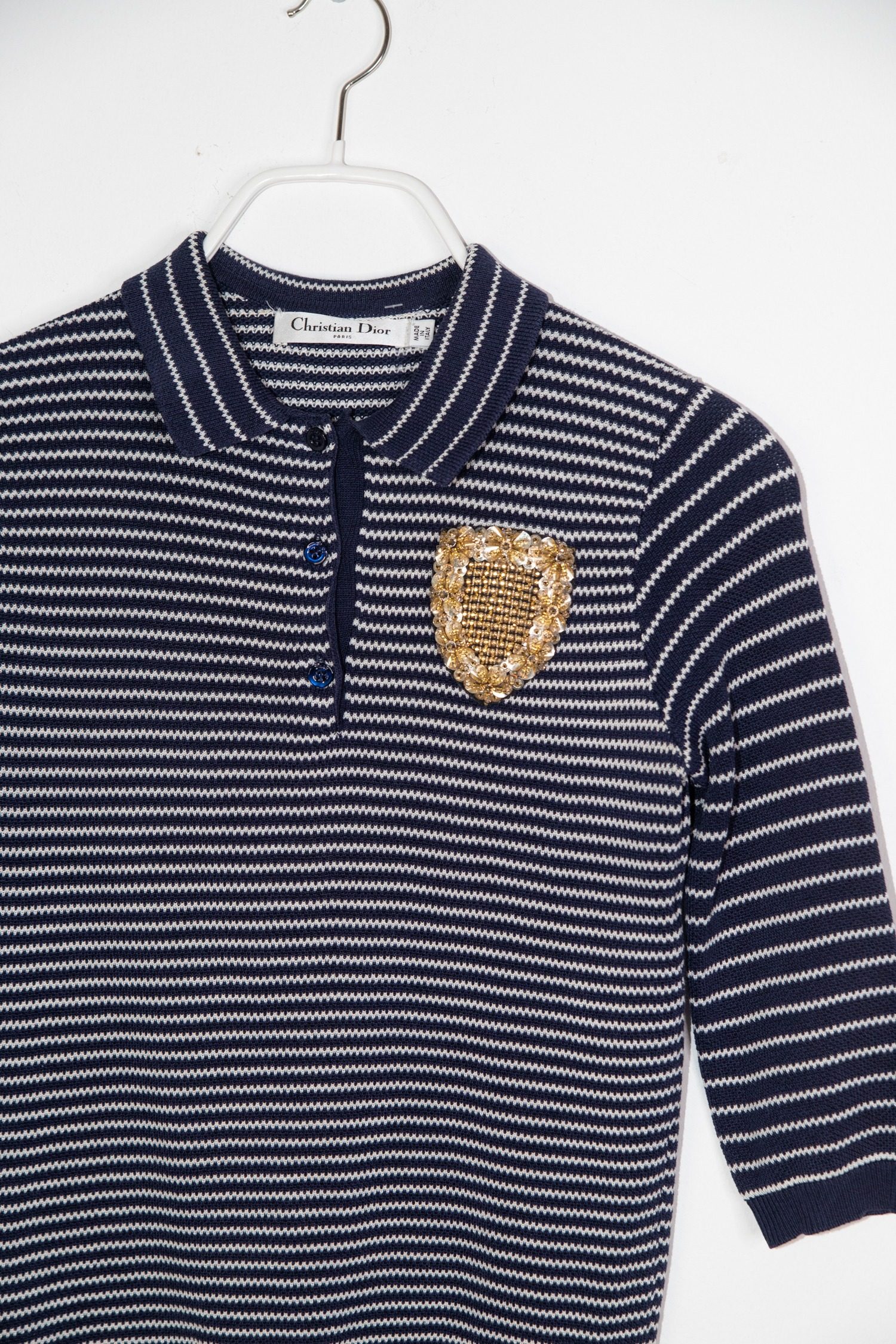 Thumbnail of http://Christian%20Dior%20Poloshirt%20aus%20Strick%20in%20Gestreift