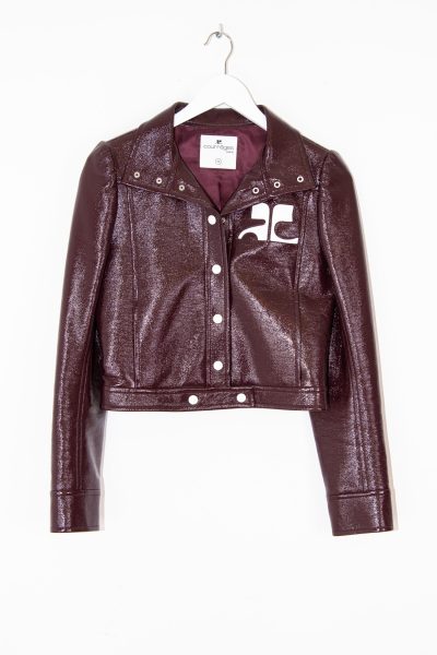 Courréges Vinyl-Jacke mit Logo in Bordeauxrot