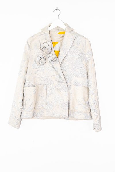 Dawid Tomaszewski Blazer mit Blumen in Cremeweiß