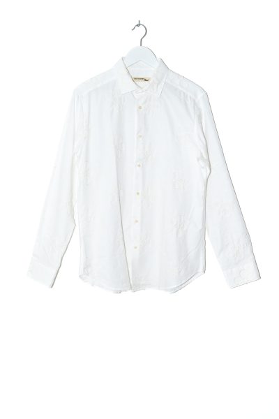 Deuxieme Hemd mit Blumen Stickerei in Weiß