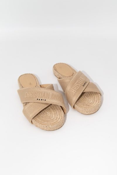 Dior Pantolette mit Bastsohle in Beige