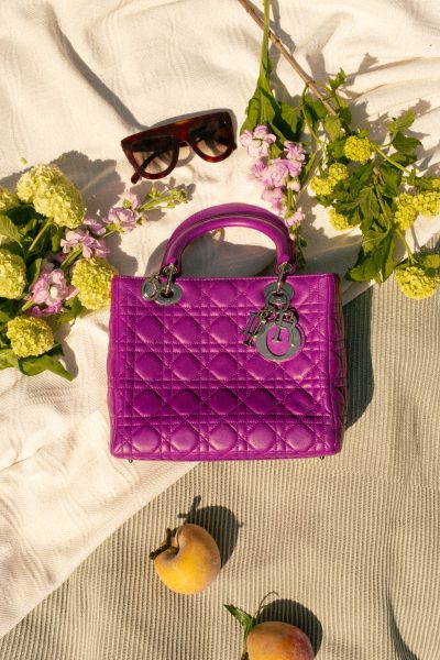 Dior "Lady Dior" Handtasche in Lila