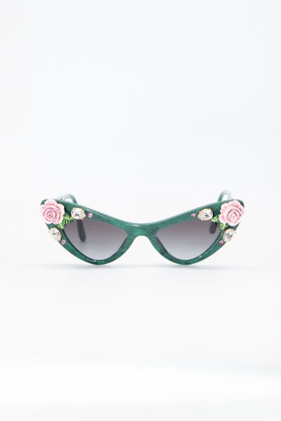 Dolce & Gabbana Retro Cat-Eye-Sonnenbrille in Grün und Gold