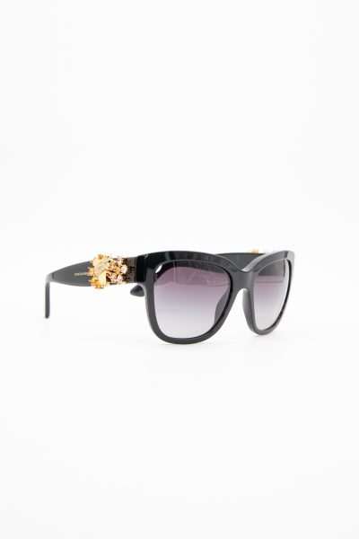 Dolce & Gabbana Sonnenbrille mit Applikation in Schwarz und Gold