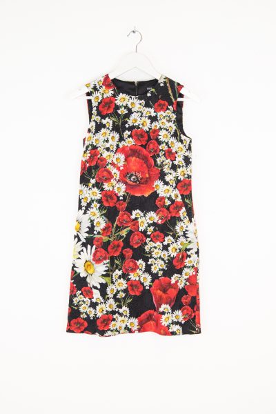 Dolce & Gabbana Minikleid mit Blumenmuster in Schwarz