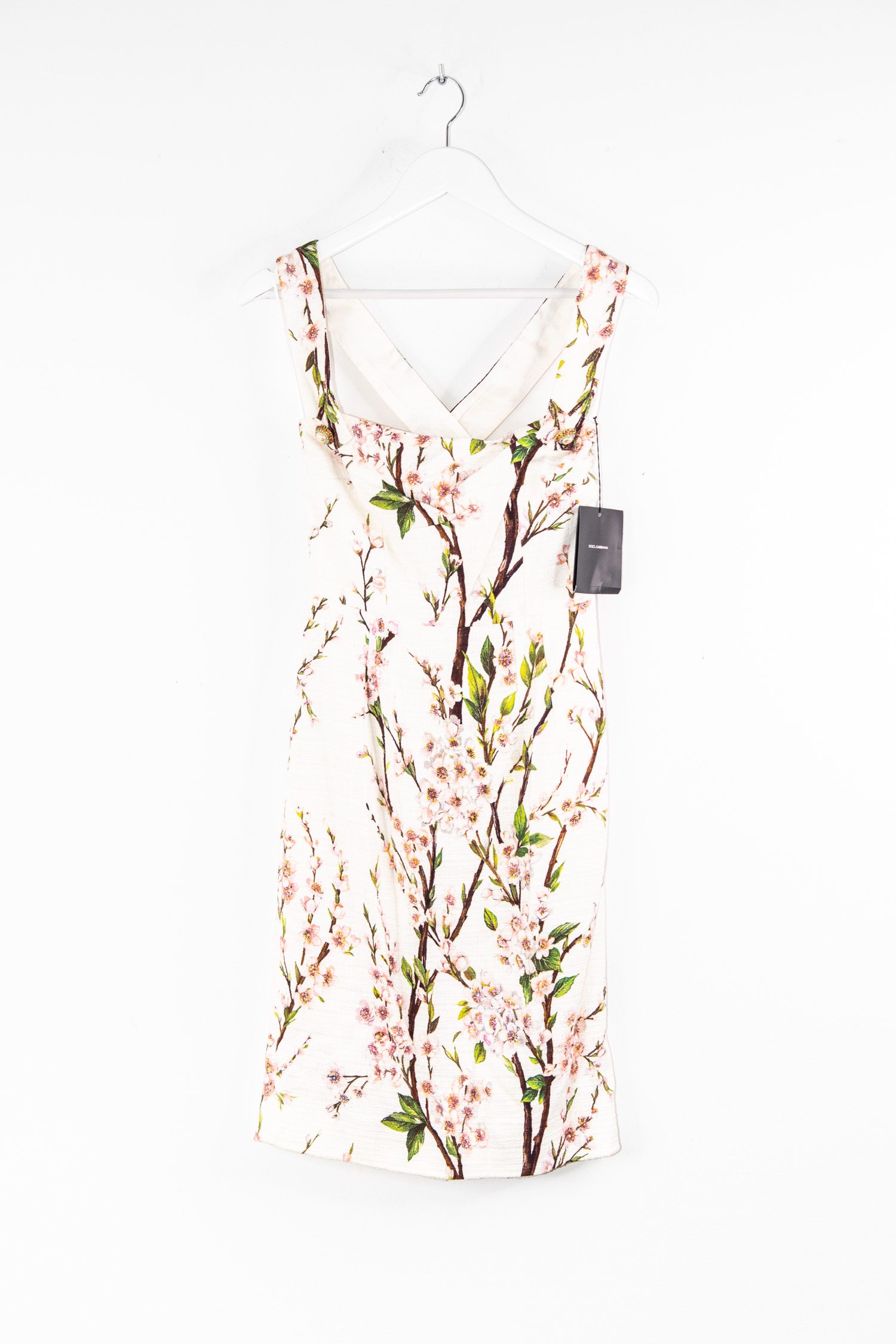 Dolce & Gabbana Etuikleid mit Kirschblüten-Muster in Weiß