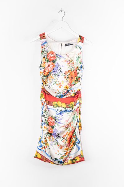 Dolce & Gabbana Minikleid mit Blumenmuster in Weiß