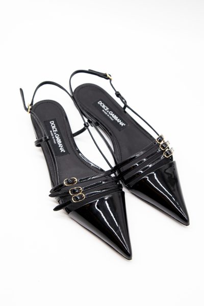 Dolce & Gabbana Slingback aus Lackleder in Schwarz