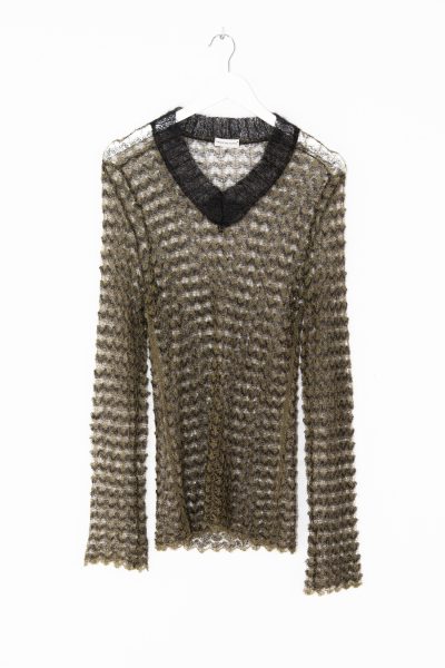 Dries van Noten Strickpullover in Olivgrün und Dunkelgrau