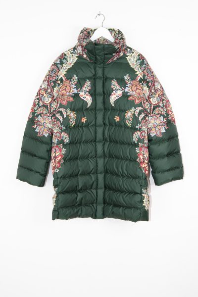 Etro Daunenmantel mit Paisleymuster in Dunkelgrün